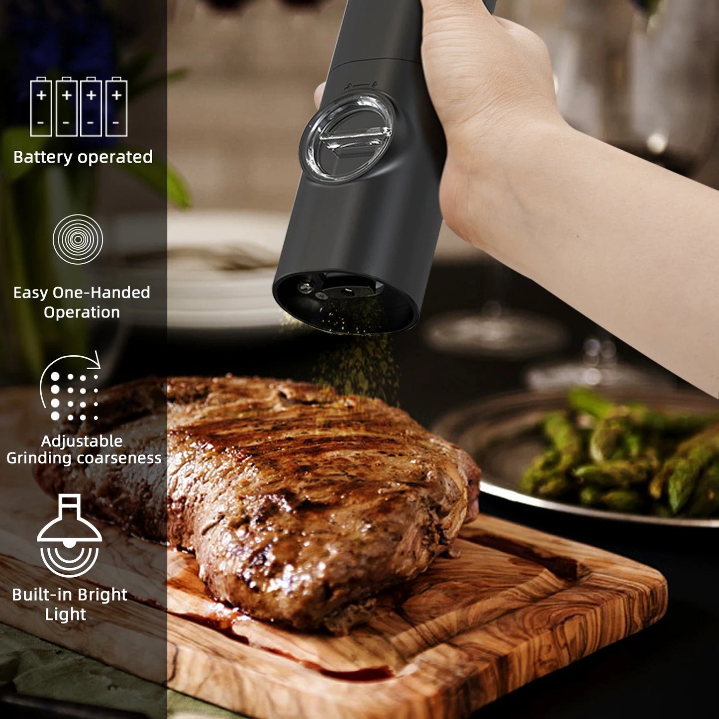 USB Rechargeable Salt and Pepper Grinders With Base