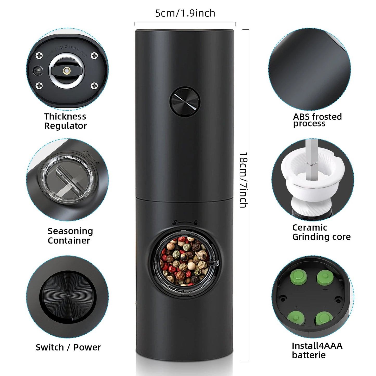 USB Rechargeable Salt and Pepper Grinders With Base